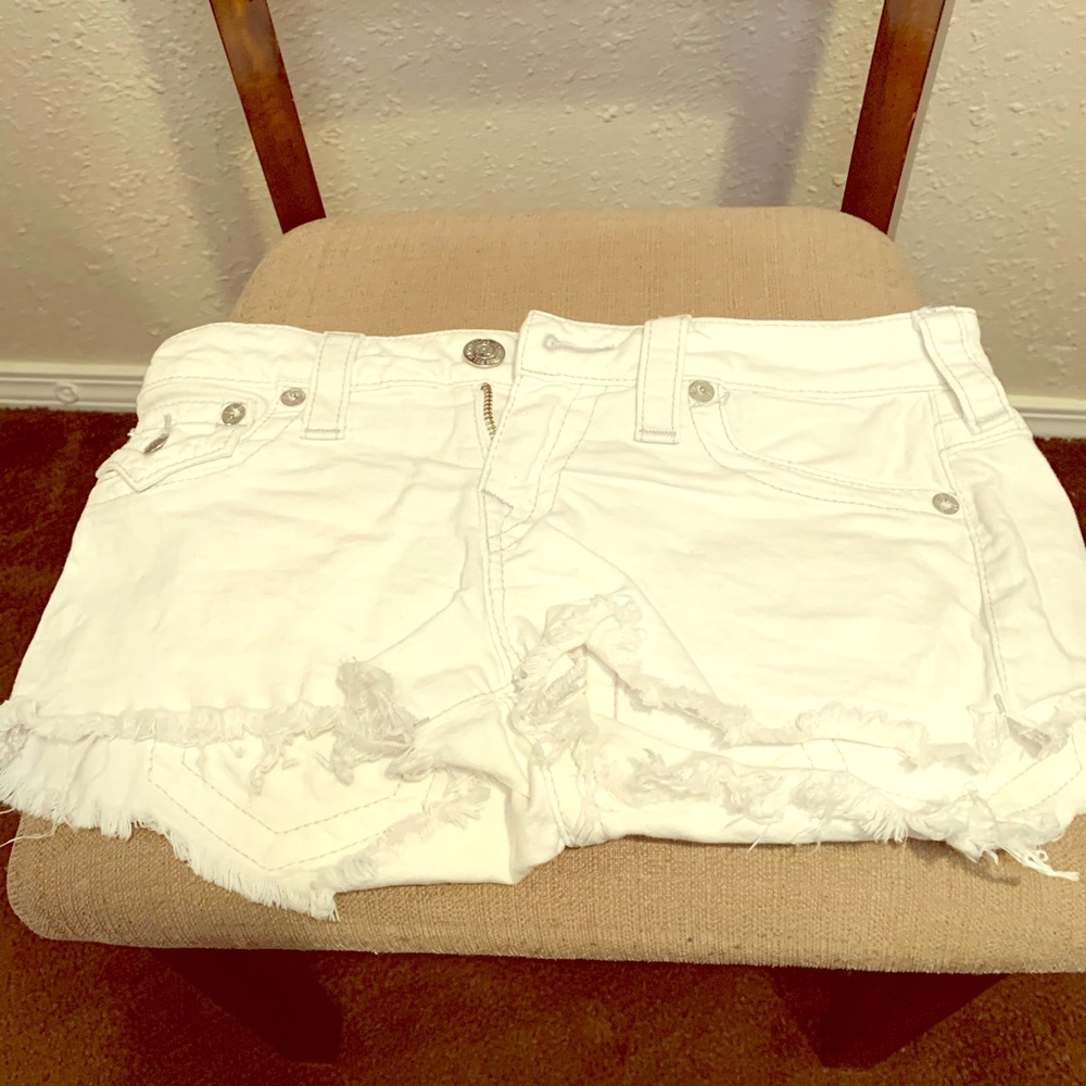 True Religion World Tour Basic Cut Off Shorts